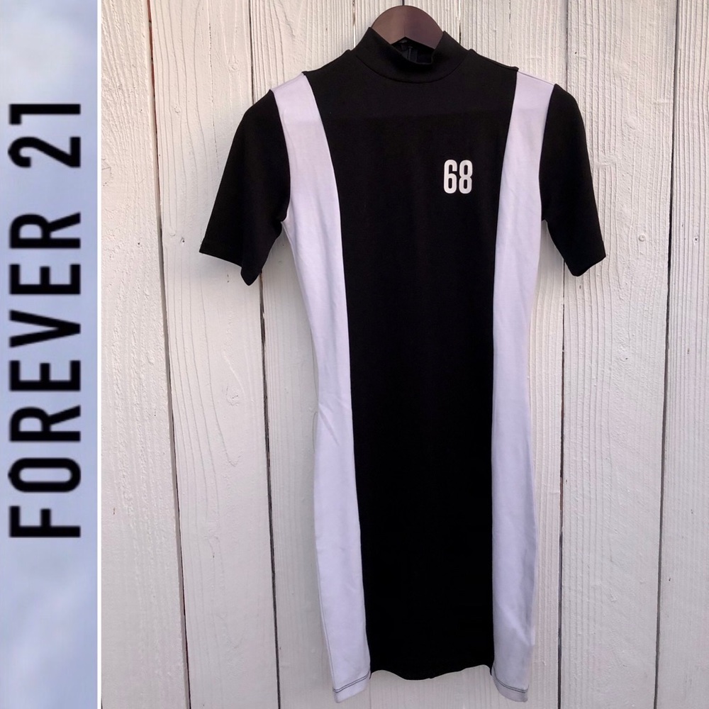 NEW Forever 21 Race Stripe Mock Turtleneck Dress